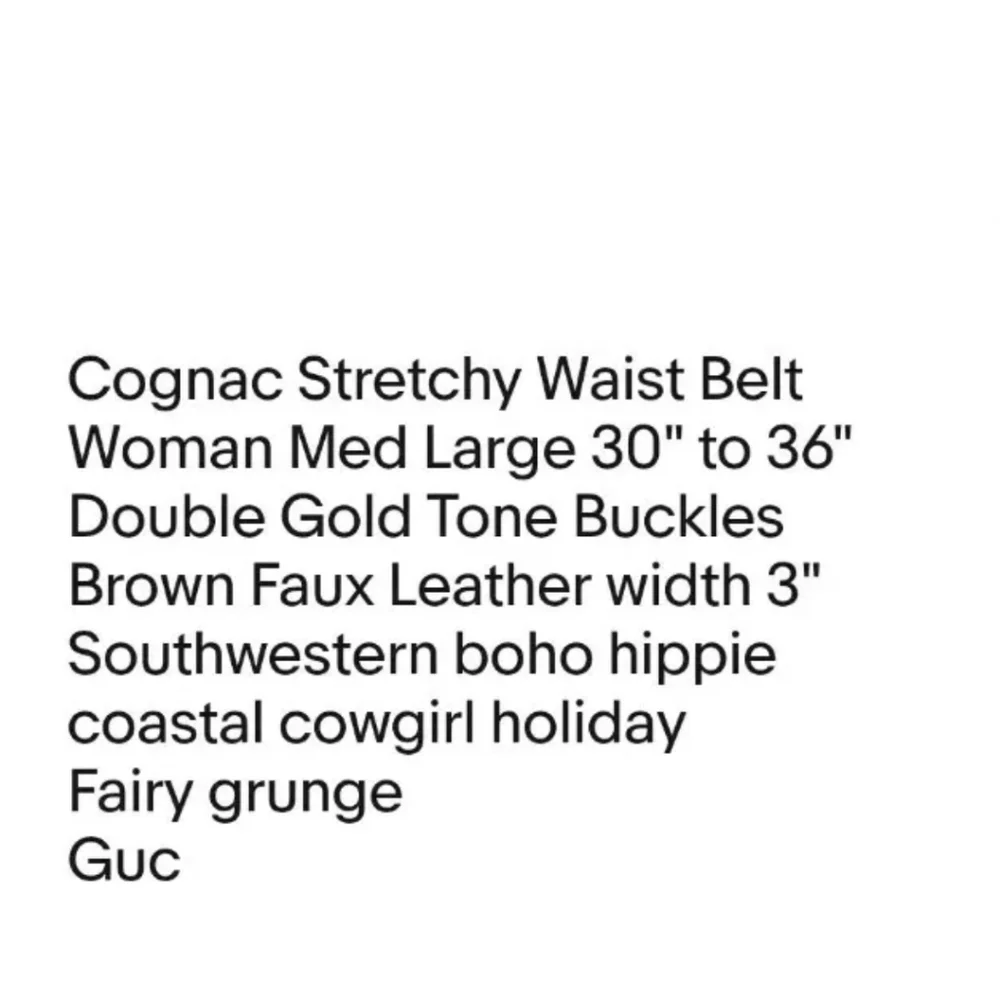 Cognac Stretch Waist Belt Sz Med Lg Double Gold Buckle Southwestern Boho Fairy